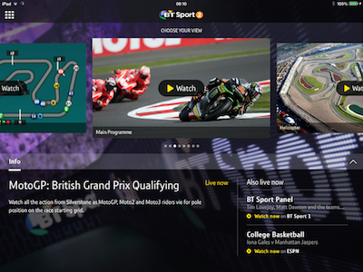 App update brings BT Sport customers exclusive MotoGP multi-screen coverage