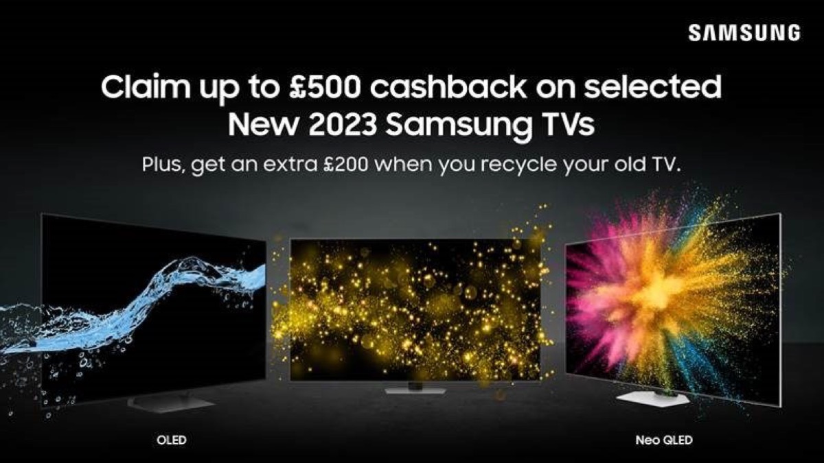 Samsung unveils up to £500 cashback deals on selected 2023 Smart TVs 