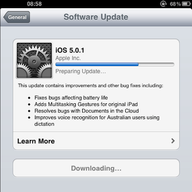 Apple releases first Over The Air iOS update